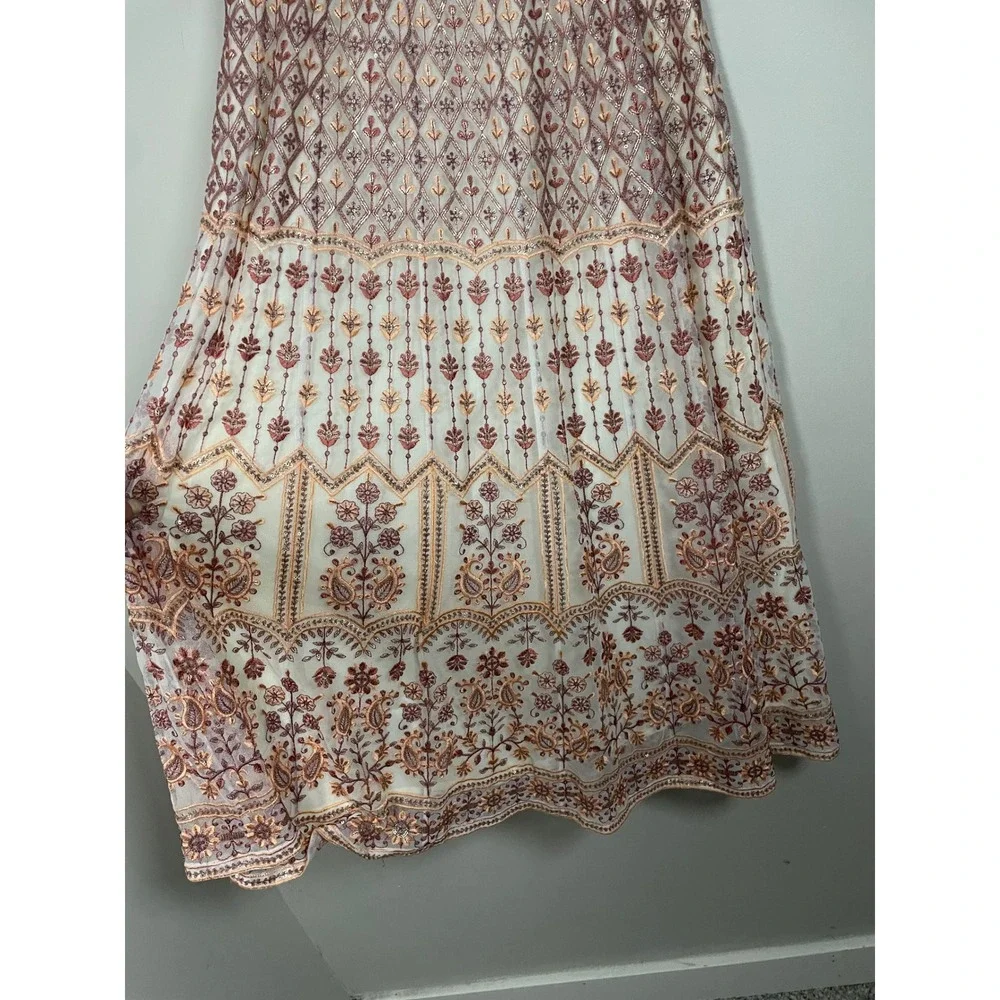 Soft‎ Surroundings Inez Maxi Skirt Size Small Embroidered Sequin Bohemian Gypsy